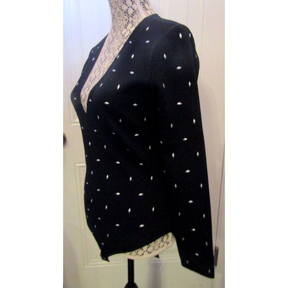 Zara Bodysuit NWT Black V Neck Silver Studded Knit Sweater Womens Size L - Picture 4 of 10